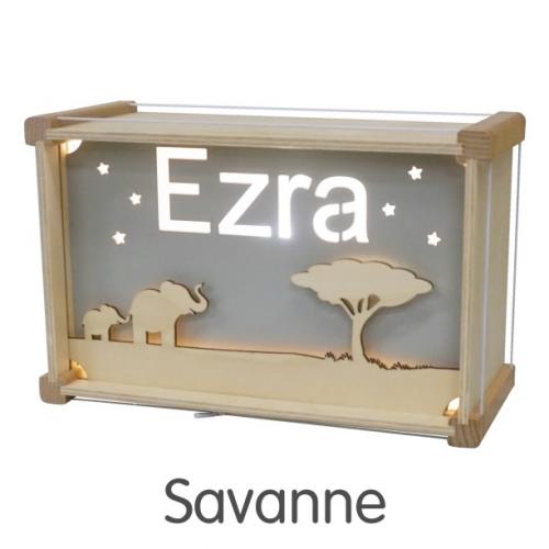 medeleerling poort zuiden Naam lampje luxe hout - Savanne met naam naar keuze in 15 kleuren - Naam  voor op de