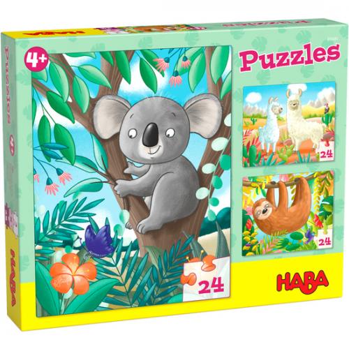 Onderscheid Geliefde viool Haba puzzel [4 jaar +] Koala, Luipaard & Co. 3x 24 stukjes - 306480
